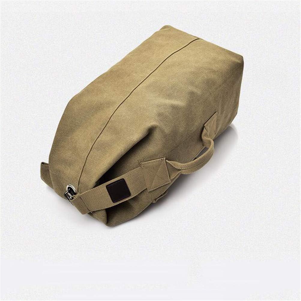 Duffel Bag Top Load Double Strap Canvas Backpack Army Travel (upgrade khaki big)