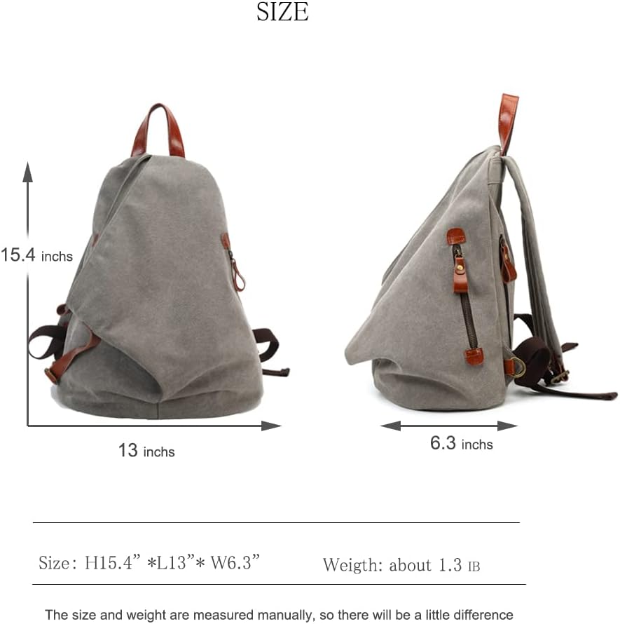Canvas Vintage Backpack, Casual Daypack Outdoor Travel Rucksack Hiking Backpacks for Men and Women, Black