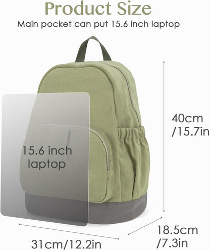 Canvas Backpack for Women Men Lightweight Bookbag for College Aesthetic Backpack for Travel Casual Daypack