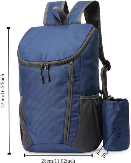 Portable Foldable Backpack Folding Mountaineering Bag, Ultralight Outdoor Cycling Rucksack, Travel Hiking Knapsack (Dark Blue)