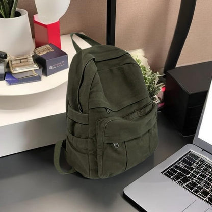 Canvas Backpack for Women Cute Backpack for Women Vintage Laptop Aesthetic Knapsack-Army Green