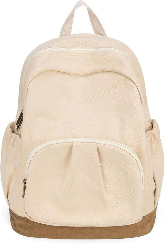 Canvas Backpack for Women Men Lightweight Bookbag for College Aesthetic Backpack for Travel Casual Daypack
