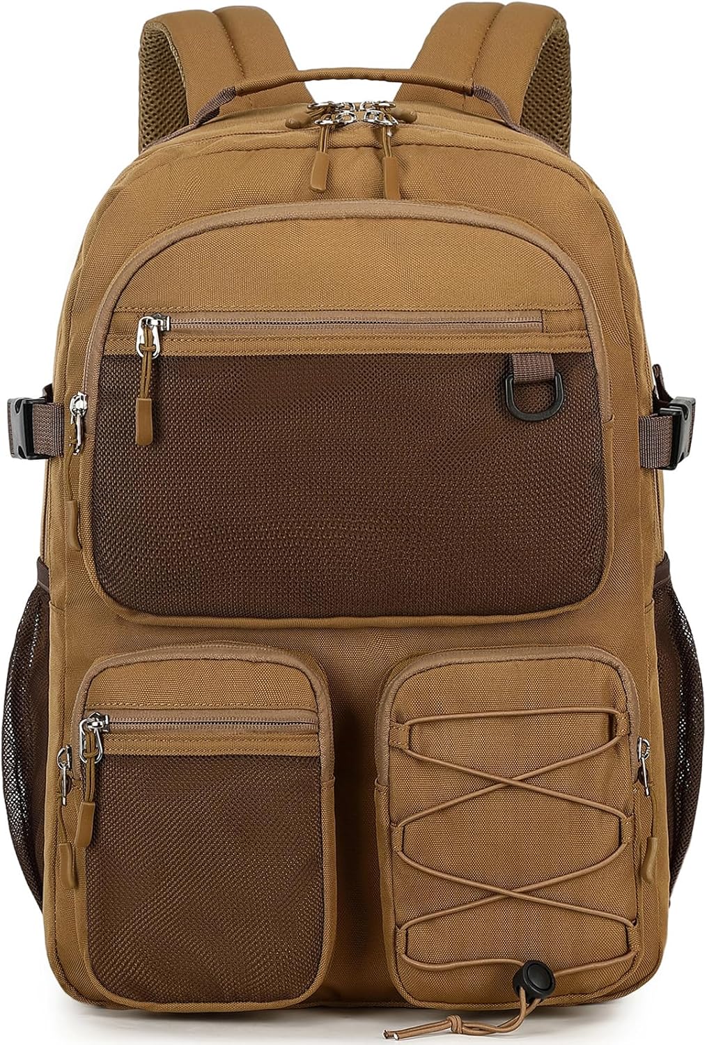 Water Resistant Daypack with Mulitiple Pockets for Travel Outdoor College, 15.6 inch Laptop Backpack for Men and Women (Brown)