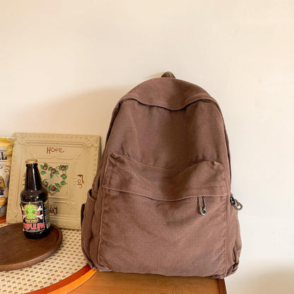 Vintage Canvas Backpack for Women  Cute Boho School Backpack Casual Y2K Aesthetic Backpack (Coffee)