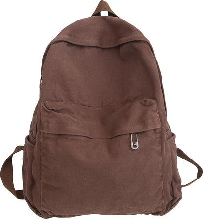 Vintage Canvas Backpack for Women  Cute Boho School Backpack Casual Y2K Aesthetic Backpack (Coffee)